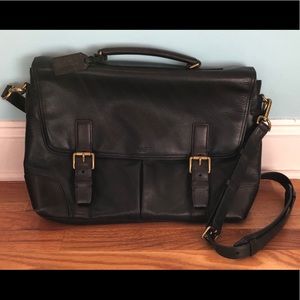 Coach Black Leather Messenger Briefcase
